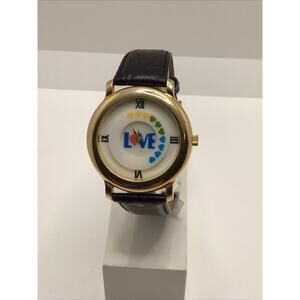 Ladies Quintel Love Watch Black Leather Band Ladies Fashion New Battery